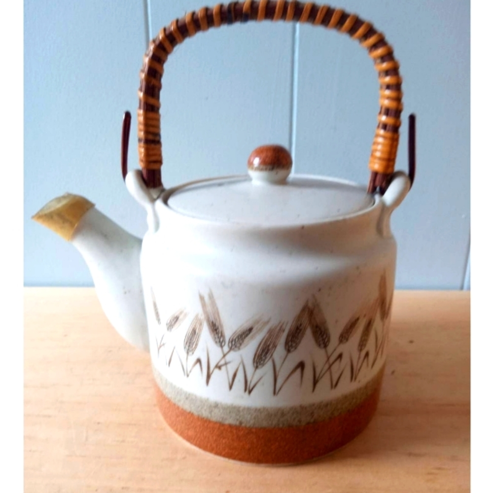 Vintage Otagiri Stoneware Tea Pot Wheat Design